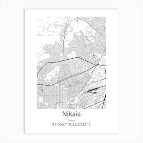 Nikaia,Greece Minimalist Map Art Print