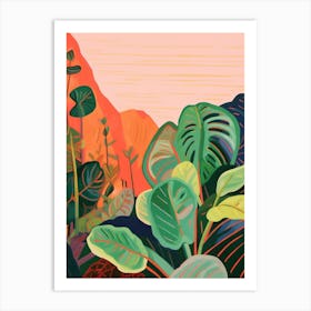 Boho Plant Painting Philodendron Brasil 3 Art Print