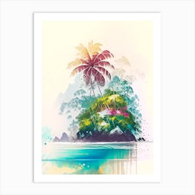 Cocos Island Costa Rica Watercolour Pastel Tropical Destination Art Print