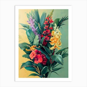 Tropical Flowers In A Vase Art Print