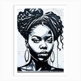 Graffiti Mural Of Beautiful Black Woman 65 Art Print