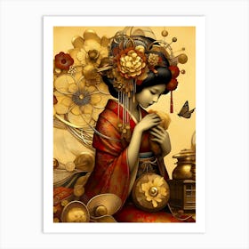 Geisha in Flowers Art Print