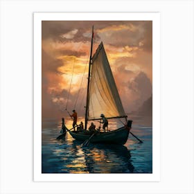 Sailboat At Sunset 1 Art Print