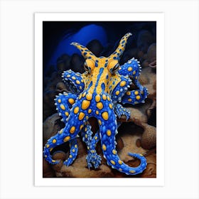 Southern Blue Ringed Octopus Illustration 9 Art Print