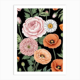 Seamless Pattern With Flowers 8 Art Print