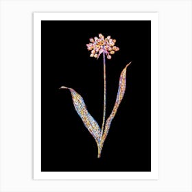 Stained Glass Golden Garlic Mosaic Botanical Illustration on Black Art Print