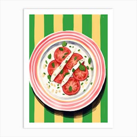 A Plate Of Bruschetta, Top View Food Illustration 2 Art Print