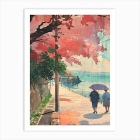 Kamakura Japan 4 Retro Illustration Art Print