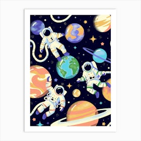 Astronauts In Space Art Print