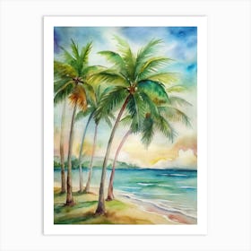 Watercolor Of Palm Trees Art Print