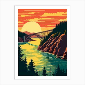 Deception Pass State Park Retro Pop Art 14 Art Print