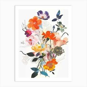 Marigold 1 Collage Flower Bouquet Art Print