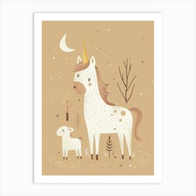 Unicorn & Animal Friends Muted Pastel 1 Art Print