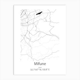 Mifune,Japan Minimalist Map Art Print