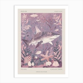Purple Greenland Shark Illustration 1 Poster Art Print