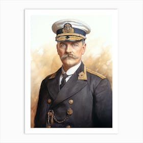Titanic Captain Edward Smith Vintage Illustration 1 Art Print