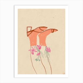 Shoes in flowers Art Print