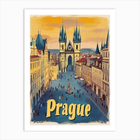 Aihrgdesign A Classic 1960s Travel Poster For Prague Showcasi 56e6aa63 6b67 4c8c 9c9d 86226a535c4a 3 Art Print