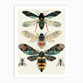 Colourful Insect Illustration Wasp 7 Art Print