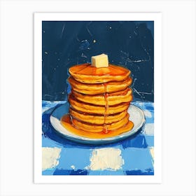 Pancakes Blue Checkerboard 2 Art Print