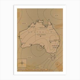 Vintage Australian Weather Map Art Print