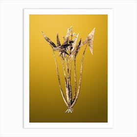 Gold Botanical Arrowhead on Mango Yellow Art Print