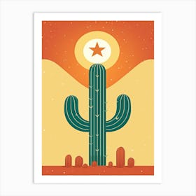 Cactus In The Desert Illustration 1 Art Print
