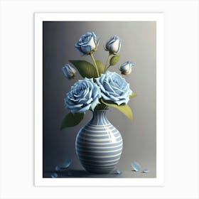 Blue Roses In A Vase Art Print