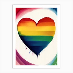 Rainbow Heart 1, Symbol Abstract Painting Art Print