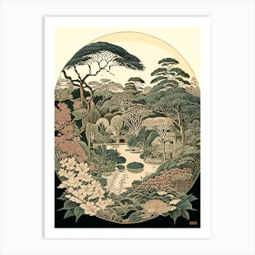 Rikugien Gardens 1, Japan Vintage Botanical Art Print