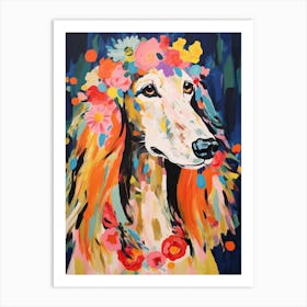 Afghan Hound Portrait With A Flower Crown, Matisse Painting Style 3 Art Print