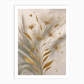 Gold Flowers Canvas Print 1 Art Print