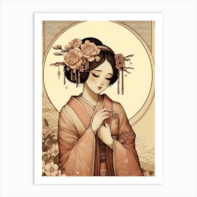 Japan Traditional Geisha Illustration By Ad 39 Art Print