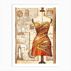 Dress Form In Yellow And Orange Art Print