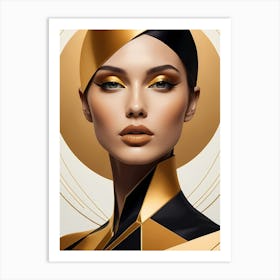 Geometric Woman Portrait Luxury Gold (20) Art Print