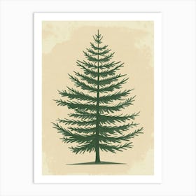 Hemlock Tree Minimal Japandi Illustration 4 Art Print