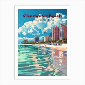 Clearwater Beach Florida Vacation Travel Illustration Poster