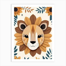 Floral Cute Baby Lion Nursery (14) Art Print