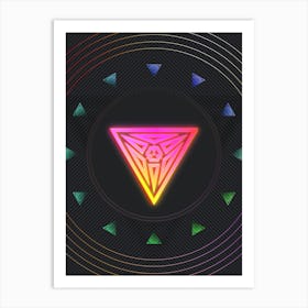 Neon Geometric Glyph in Pink and Yellow Circle Array on Black n.0285 Art Print