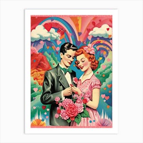 Valentines Day Vintage Couple Kitsch 2 Art Print