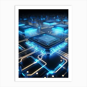 Ai Integrated Futuristic Electronic Circuit Glowing Etched Circuits Intertwining Wires Metallic S 2 1 Art Print