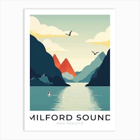 New Zealand Milford Sound Travel Art Print