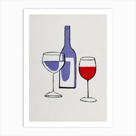 Cabernet Franc Picasso Line Drawing Cocktail Poster Art Print