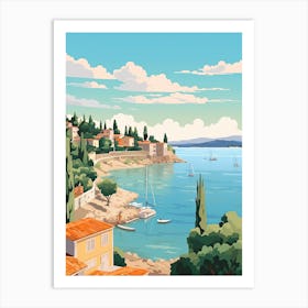 French Riviera, France, Flat Illustration 2 Art Print