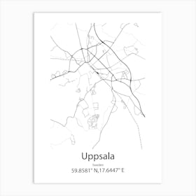 Uppsala,Sweden Minimalist Map Art Print