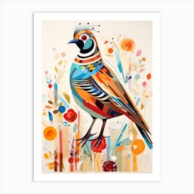 Bird Painting Collage Partridge 1 Art Print