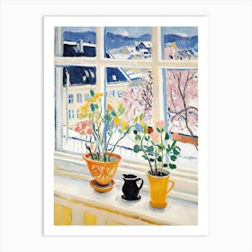 The Windowsill Of Lillehammer   Norway Snow Inspired By Matisse 2 Art Print