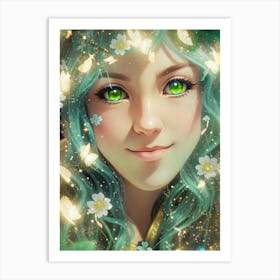 Fairy Girl With Green Eyes Art Print