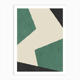 Minimalist Abstract Graphic Edge - Deep Forest Green Black Art Print