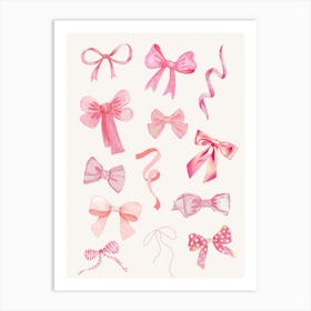 Watercolor Bows Art Print